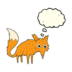 funny cartoon fox with thought bubble