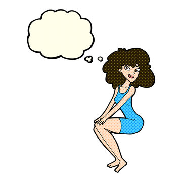 recommend clip art: cartoon sitting woman in dress with thought bubble
