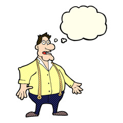 cartoon shocked man with thought bubble