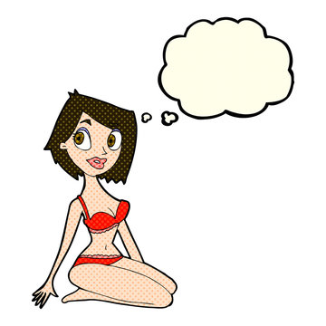 recommend clip art: cartoon pretty woman in underwear with thought bubble