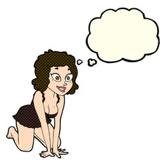 cartoon funny sexy woman with thought bubble
