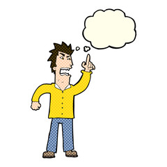cartoon angry man making point with thought bubble