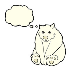 cartoon unhappy polar bear with thought bubble