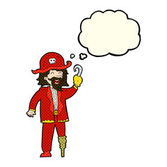 cartoon pirate captain with thought bubble