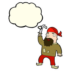 cartoon pirate with thought bubble