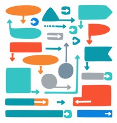 Colored frames and arrows for infographics and diagrams. 