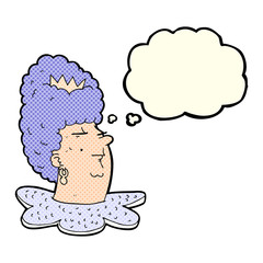 cartoon queen head with thought bubble