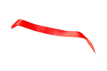 Shiny red ribbon isolated on white
