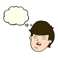 cartoon man with big chin with thought bubble