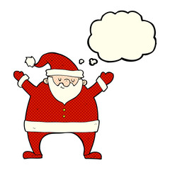 cartoon santa claus with thought bubble