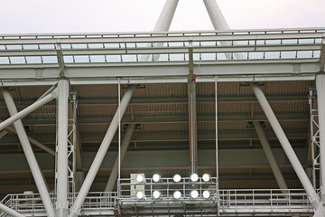 The construction of the steel beams and metal pipes