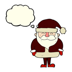 cartoon santa claus with thought bubble