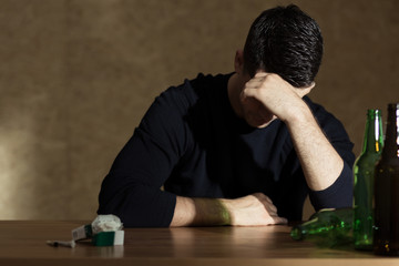 Fototapeta premium Alcohol addiction among young people