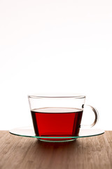 strawberry tea on the wood table
