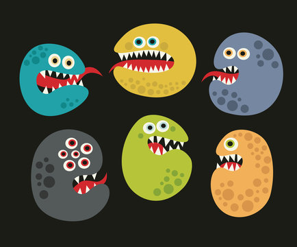 Set of cute virus monsters.