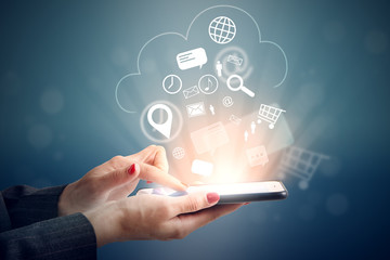 woman uploading her data