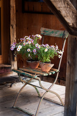 Rustic chair with flowers