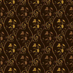 Seamless wallpaper background grapes decor vintage brown