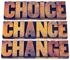 choice, chance and change word abstract