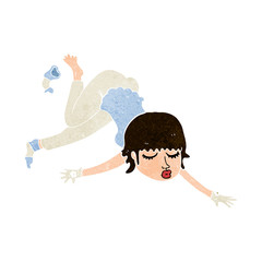 cartoon woman floating