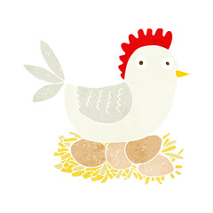 cartoon hen on eggs