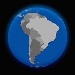 Naklejka premium south America on political Earth