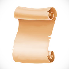 Old scroll of parchment for your design isolated on a white back