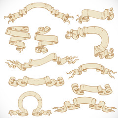 Set of ribbons-banners ancient scrolls of parchment for your des
