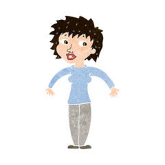 cartoon woman shrugging shoulders