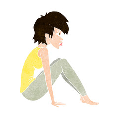 cartoon woman sitting
