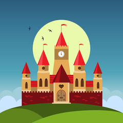 Illustration of a cartoon castle
