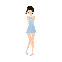 cartoon pretty woman in dress
