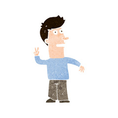 cartoon man making peace sign