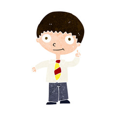 cartoon school boy with idea