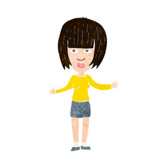 cartoon woman shrugging shoulders