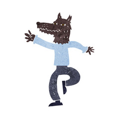 cartoon happy wolf man
