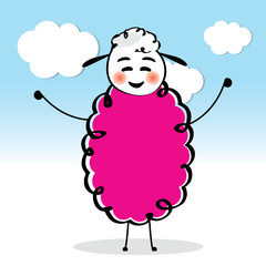 happy sheep on the white background