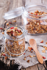 Granola.Dry healthy  Breakfast.selective focus