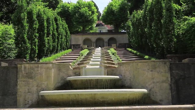 Cascade Fountain "Water Paradise" in Baden-Baden. Europe. Germany 