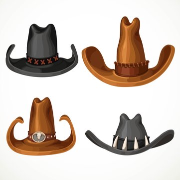 Cowboy hats set isolated on a white background