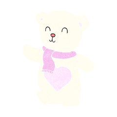 cartoon white teddy bear with love heart