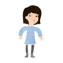 cartoon cautious woman