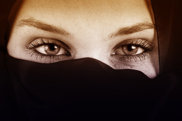 Eyes of arab woman with veil