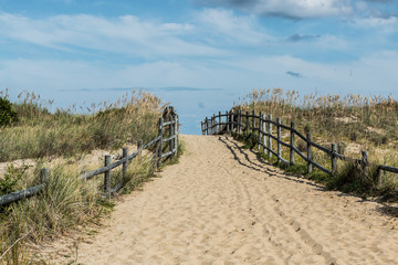 Pathway up a hill at Sandbridge beach in Virginia Beach, Virginia