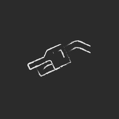 Gasoline pump nozzle icon drawn in chalk.