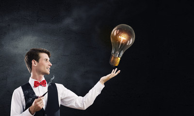 Businessman smoking pipe