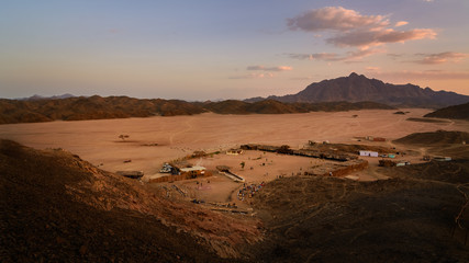 Bedouin camp at sunset