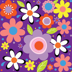 Fototapeta na wymiar Seamless Floral Spring Flowers with colorful illustration EPS 10 & HI-RES JPG Included