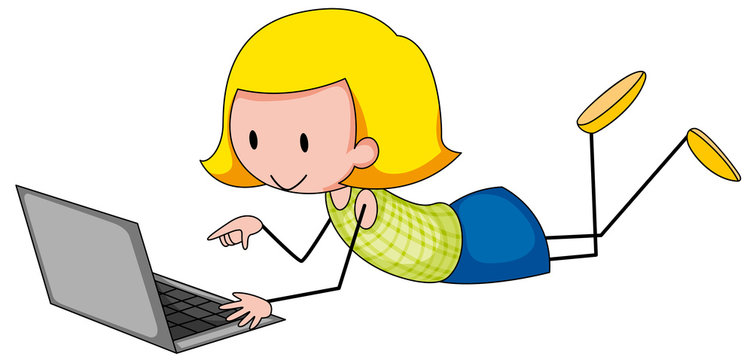 Little girl working on computer