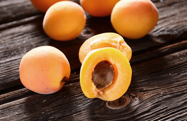 Naklejka na ściany i meble apricots on wooden backgrund